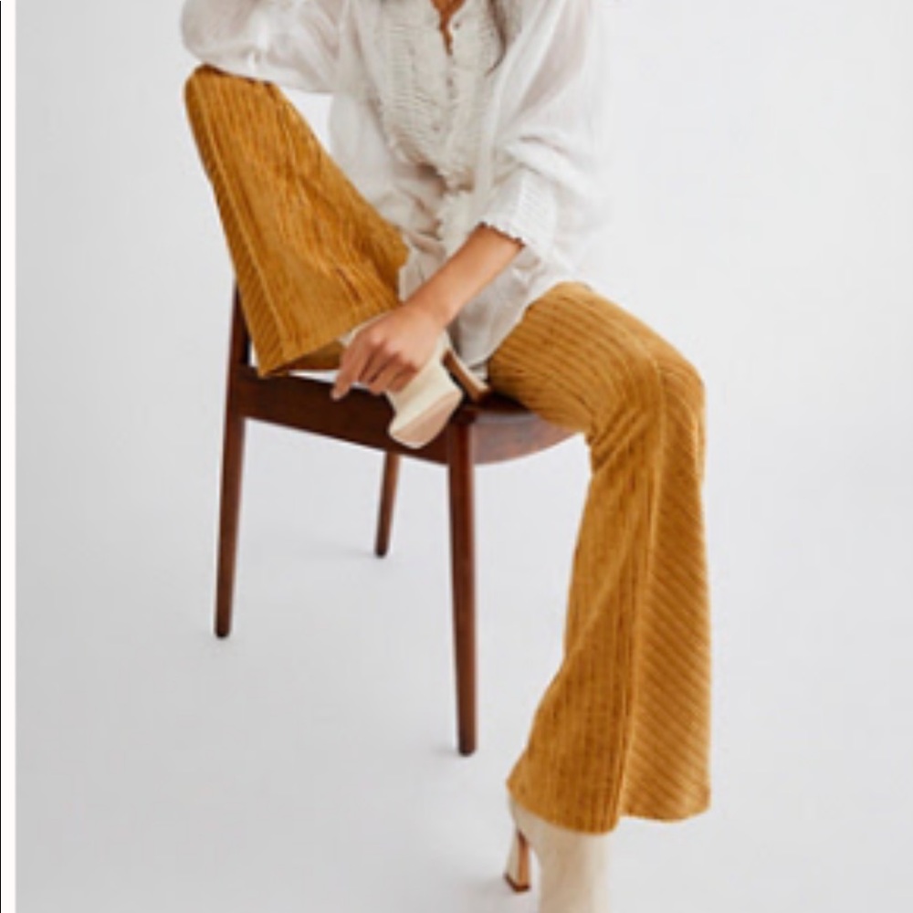 Free People Velvet Slim Pull On Flare Pants, Taffy